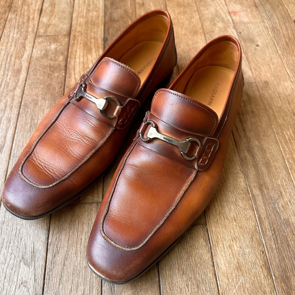 Magnanni Horse Bit Loafers Mens 11.5 Leather Brown Modern Formal Spain Luxury